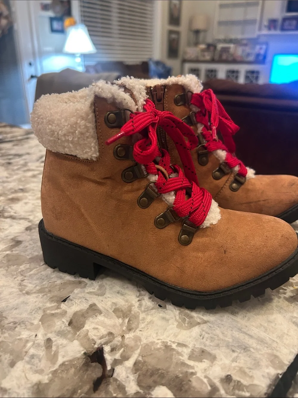 True Craft Tan Kids Boot with Red Laces